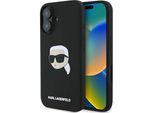 Karl Lagerfeld Klhmp16Sskhpplk Iphone 16 6.1 Nero/Nero Custodia Rigida In Silicone Karl Head Print Magsafe