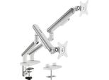 Supporto Per Monitor A Doppia Molla, Braccio Doppio, Molla A Gas, Argento/Bianco, Hdwr Solidhand-Fs02