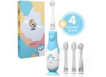 Loby Spazzolino Elettrico Per Bambini Spazzolino Elettrico Per Bambini Da 0 A 4 Anni Con Luce Led Timer Intelligente Spazzolino Sonico Per Bambini Impermeabile Blu