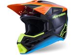 Alpinestars S-M3 Fray Casco Da Motocross, Nero/Blau/Arancio, Xl (61/62)