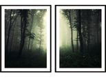 Poster Di Pittura In Cornice, 53 X 73 Cm, Dittico, Set Di 2, Foresta Scura, P2087