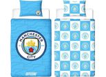 Manchester City Fc - Biancheria Da Letto Crest, Reversibile TC186 (Letto Singolo) (Blu)
