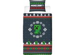 Minecraft - Biancheria Da Letto Pixel, Design Natalizio, Reversibile TC271 (Letto Singolo) (Colorato)