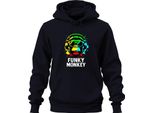 Funky Monkey Headphones Sunglasses Music Dj Retro Colourful Streetwear Unisex Hoodie Hoodie, Navy, M