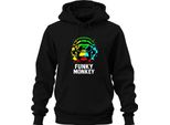Funky Monkey Headphones Sunglasses Music Dj Retro Colourful Streetwear Unisex Hoodie Hoodie, Nero, M