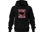 La Bestia Che è In Me è Inarrestabile Gatto Nero Fulmine Rosa Felpa Con Cappuccio Unisex, Nero, L