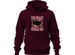 La Bestia Che è In Me è Inarrestabile Gatto Nero Fulmine Rosa Felpa Con Cappuccio Unisex, Borgogna, M