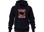 La Bestia Che è In Me è Inarrestabile Gatto Nero Fulmine Rosa Felpa Con Cappuccio Unisex, Marina, 3XL