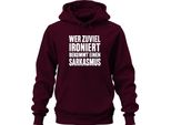 Chi Stira Troppo Diventa Sarcastico Dicendo Sarcasmo Regalo Felpa Con Cappuccio Unisex, Borgogna, 3XL