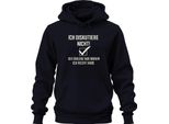 Non Discuto, Ho Sempre Ragione Detto Divertente Regalo Unisex Felpa Con Cappuccio, Navy, L