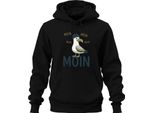 Moin MöWe Costa Della Germania Del Nord Mare Del Nord Marittimo Divertente Gabbiano Felpa Con Cappuccio Unisex, Nero, L