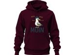 Moin MöWe North Germany Coast Mare Del Nord Marittimo Divertente Gabbiano Unisex Felpa Con Cappuccio, Borgogna, Xl