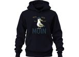 Moin MöWe Costa Della Germania Del Nord Mare Del Nord Marittimo Divertente Gabbiano Felpa Con Cappuccio Unisex, Navy, 3XL