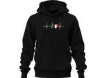 Cuore Ecg Con Bandiera Italiana Amore Amore Unisex Felpa Con Cappuccio, Nero, 3XL