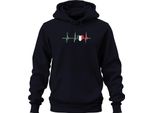 Cuore Ecg Con Bandiera Italiana Love Fan Amore Unisex Felpa Con Cappuccio, Navy, L