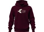 Il Pesce Grande Mangia Il Pesce Piccolo Scuola Di Pesci Mare Oceano Marittimo Unisex Felpa Con Cappuccio, Borgogna, Xxl