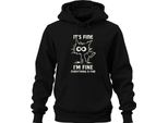 Va Bene, Sto Bene, Tutto Va Bene, Divertente Gatto Sarcastico, Felpa Unisex Con Cappuccio, Nero, Xxl