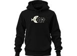 Il Pesce Grande Mangia Il Pesce Piccolo Scuola Di Pesci Mare Oceano Marittimo Unisex Felpa Con Cappuccio, Nero, 3XL