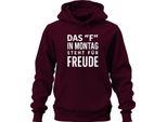 F In Monday Means Joy Funny Saying Office Gift Colleagues Unisex Hoodie Hoodie, Burgundy, S