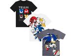 Sonic The Hedgehog - Maglietta "Team Sonic"" Per Bambini (Confezione Da 3) TC903 (140) (Grigio/Bianco/Nero)"