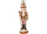 Clayre & Eef Decorazione Natalizia Con Luci Led E Musica Schiaccianoci 14X13X48 Cm Plastica Marrone