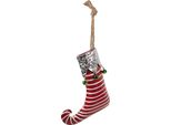 Clayre & Eef Ciondolo Decorazione Calza Natalizia 21X4X26 Cm Metallo Rosso
