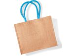 Westford Mill W407 | Classic Jute Shopper 42 X 33 X 19 Cm - Colore: Natural/Surf Blue - Taglia: Unica