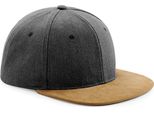 Beechfield B668 | Cappello / Berretto / Beanie / Cappello Con Visiera In Pelle Scamosciata - Colore: Nero Vintage - Taglia: Unica