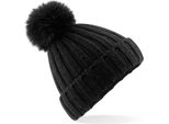 Beechfield B413 | Verbier Fur Pom Pom Chunky Beanie - Colore: Nero - Taglia: Unica