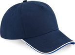 Beechfield B25C | Authentic 5 Panel Cap - Piped Peak, 100 % Baumwoll-Twill - Farbe: French Navy/Bright Royal/White - GrößE: Taglia Unica