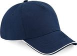 Beechfield B25C | Authentic 5 Panel Cap - Piped Peak, 100 % Cotone Twill - Colore: French Navy/White - Taglia: Unica