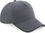 Beechfield B25C | Authentic 5 Panel Cap - Piped Peak, 100 % Cotone Twill - Colore: Grigio Grafite/Nero - Taglia: Unica