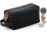Quadra QD651 | Borsa Da Toilette Heritage In Tela Cerata Wash, 12 X 25 X 11 Cm - Colore: Nero - Dimensioni: 12 X 25 X 11 Cm