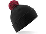 Beechfield B450 | Snowstar Beanie Cappello Invernale - Colore: Nero/Rosso Classico - Taglia: Unica