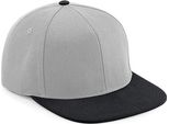 Beechfield B661 | Original Flat Peak 6 Panel Snapback Cap - Colore: Grigio/Nero - Taglia: Unica