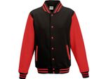 Just Hoods JH043 | Giacca Varsity / Giacca College - Colore: Jet Black/Fire Red - Taglia: M