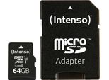 Intenso - Scheda Di Memoria Flash (Adattatore Da Microsdxc A Sd Incluso) - 64 Gb - Uhs Classe 1 / Classe 10 - Microsdxc UHS-I