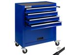 Carrello Da Officina Arebos Blu, 4 Scomparti + Scomparto Grande, Superficie Antigraffio, Tappetini Antiscivolo, 2 Rotelle