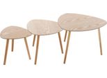 Set Di 3 Tavolini "Mileo"" - Legno Naturale - Atmosphera CréAteur D'intéRieur"