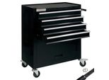 Carrello Da Officina Arebos 4 Scomparti + Scomparto Grande Nero | Tappetini Antiscivolo E Ruote