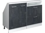 Vicco Mobile Cucina Sottotetto R-Line, 120 Cm Set Di 2, Nero Cemento/Bianco