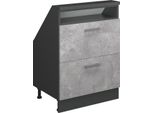 Vicco Mobile Sottotetto Rion, Con 2 Cassetti, Calcestruzzo/Antracite/Antracite
