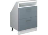 Vicco Mobile Sottotetto Rion, Con 2 Cassetti, Blu-Grigio/Bianco/Bianco