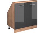 Vicco Mobile Sottotetto Rion, Con 2 Porte, Antracite Lucido/Oro Power Oak/Quercia Dorata