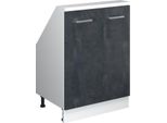 Vicco Mobile Cucina Sottotetto R-Line, 60 Cm Con 2 Porte, Nero Cemento/Bianco
