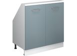 Vicco Mobile Cucina Sottotetto R-Line, 80 Cm Con 2 Porte, Blu-Grigio/Bianco