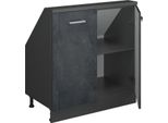 Vicco Mobile Sottotetto Rion, Con 2 Porte, Calcestruzzo Nero/Antracite/Antracite