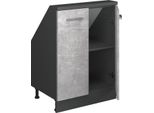 Vicco Mobile Cucina Sottotetto R-Line, 60 Cm Con 2 Porte, Calcestruzzo/Antracite