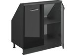 Vicco Mobile Cucina Sottotetto R-Line, 80 Cm Con 2 Porte, Nero Lucido/Antracite