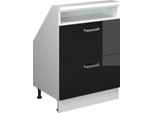 Vicco Mobile Sottotetto Rion, Con 2 Cassetti, Nero Lucido/Bianco/Bianco